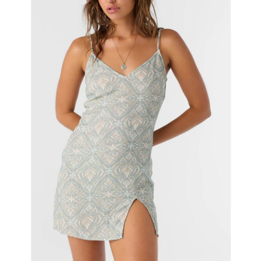 New O'NEILL Women's Silver Blue Kailey Woven Mini Dress Size L